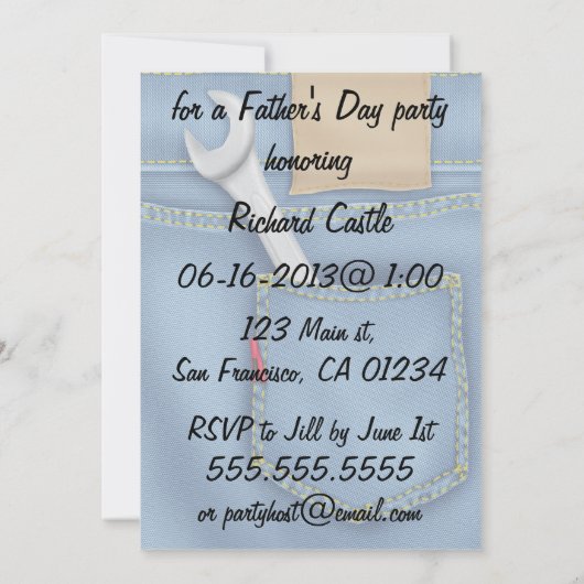 Uitnodigingen van de Vaderdag van hulpmiddelen (Achterkant)