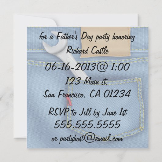 Uitnodigingen van de Vaderdag van hulpmiddelen (Achterkant)