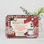 Uitnodigingen van de valentijn Tea Party (Staand voorkant)
