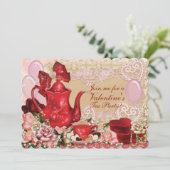Uitnodigingen van de valentijn Tea Party (Staand voorkant)