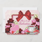 Uitnodigingen van de valentijn Tea Party (Voorkant)