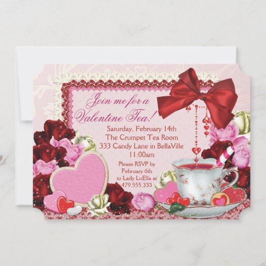 Uitnodigingen van de valentijn Tea Party (Achterkant)