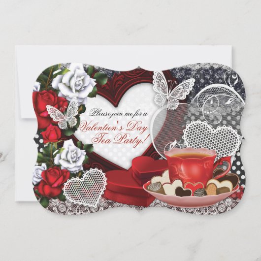 Uitnodigingen van de valentijn Tea Party (Voorkant)