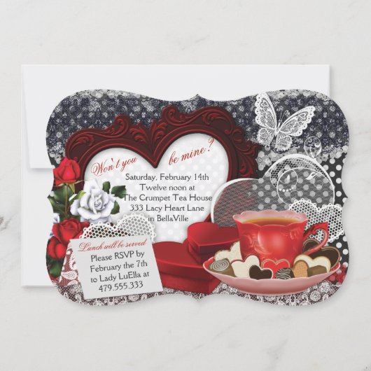 Uitnodigingen van de valentijn Tea Party (Achterkant)