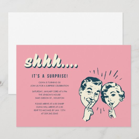 Uitnodigingen van de verrassende partij (Voorkant / Achterkant)