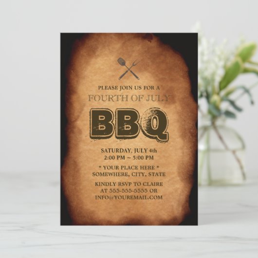  uitnodigingen van de vierde BBQ-partij van juli (Staand voorkant)