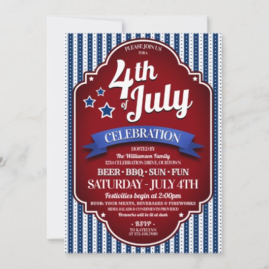 Uitnodigingen van de vierde BBQ-partij van juli (Voorkant)