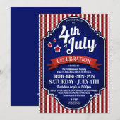 Uitnodigingen van de vierde BBQ-partij van juli (Voorkant / Achterkant)