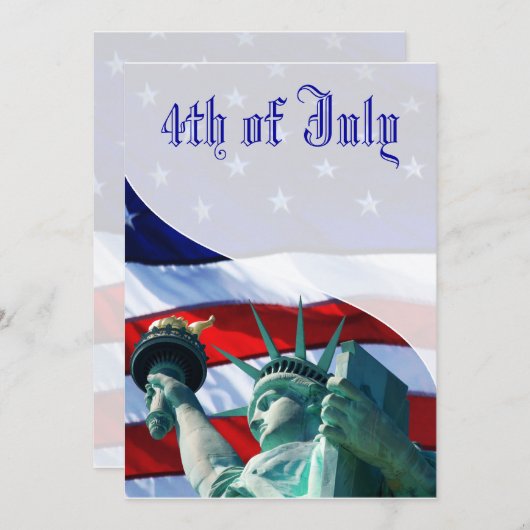 Uitnodigingen van de vierde partij van juli (Voorkant / Achterkant)