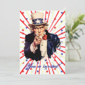 Uitnodigingen van de vierde partij van juli sjablo (Staand voorkant)