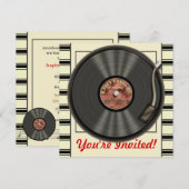 uitnodigingen van de Vinyl Record-partij (Voorkant / Achterkant)