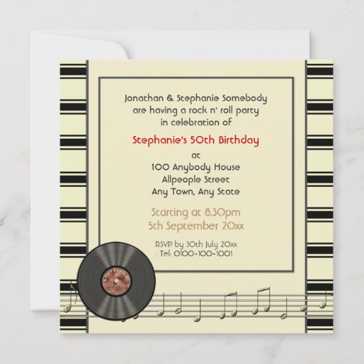  uitnodigingen van de Vinyl Record-partij (Achterkant)