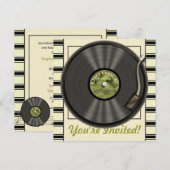  uitnodigingen van de Vinyl Record-partij (Voorkant / Achterkant)