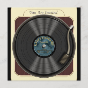 uitnodigingen van de Vinyl Record-partij