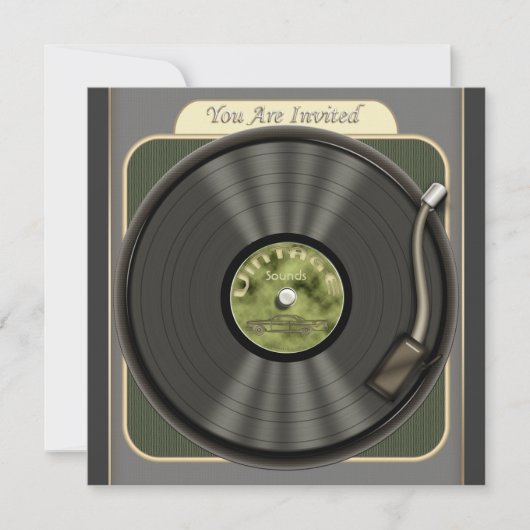 uitnodigingen van de Vinyl Record-partij (Voorkant)