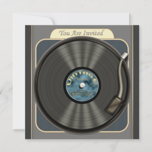  uitnodigingen van de Vinyl Record-partij (Voorkant)