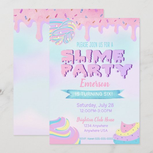 Uitnodigingen van de wedstrijd van de Slime Birthd (Voorkant / Achterkant)