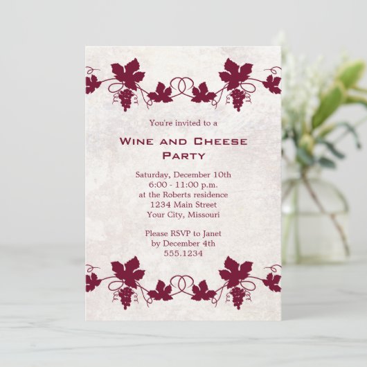 Uitnodigingen van de Wijnpartij en de Kaas (Staand voorkant)
