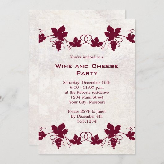 Uitnodigingen van de Wijnpartij en de Kaas (Voorkant / Achterkant)