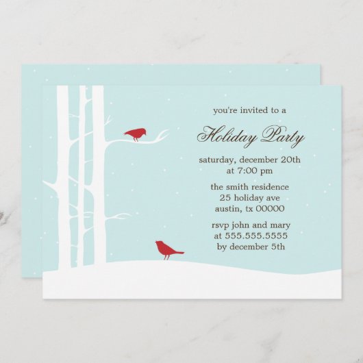 Uitnodigingen van de winterfeestdag (Voorkant / Achterkant)