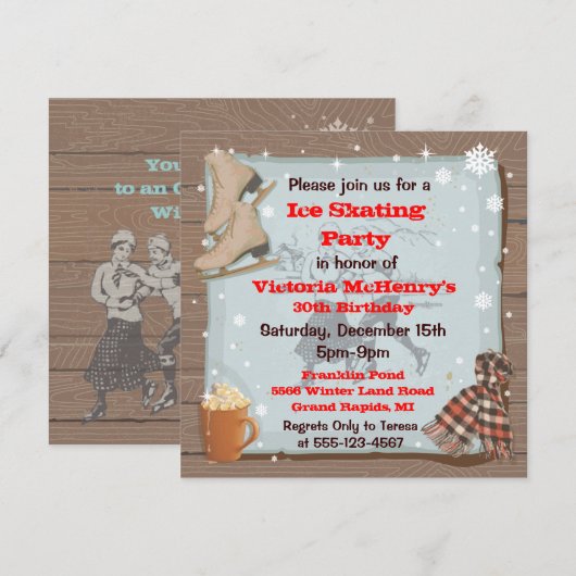 Uitnodigingen van de  winterskatpartij (Voorkant / Achterkant)