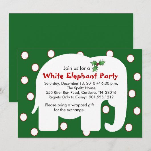 Uitnodigingen van de witte feestdag (Voorkant / Achterkant)