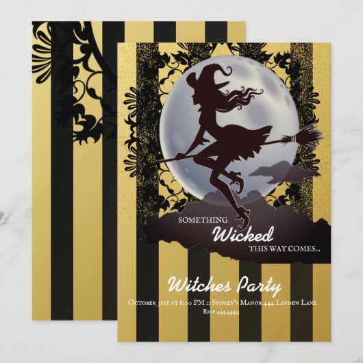 Uitnodigingen van de Woonde Halloween-partij (Voorkant / Achterkant)