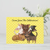 Uitnodigingen van de Yellow Chihuahua Party (Staand voorkant)