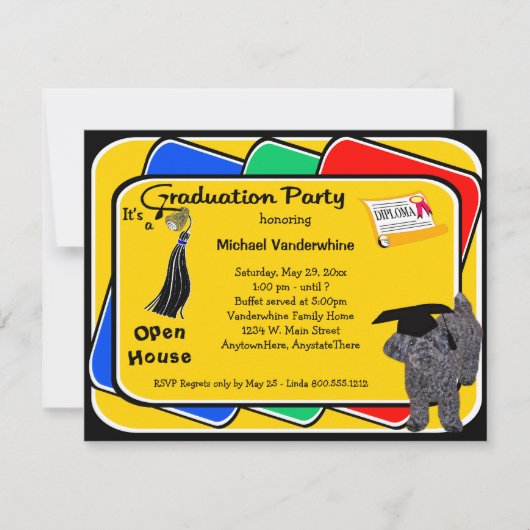 Uitnodigingen van de Yorkiepoo Black Graduation Pa (Voorkant)