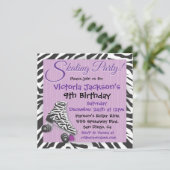 Uitnodigingen van de zebra- en Paarse rolschaatsen (Staand voorkant)