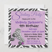 Uitnodigingen van de zebra- en Paarse rolschaatsen (Voorkant)