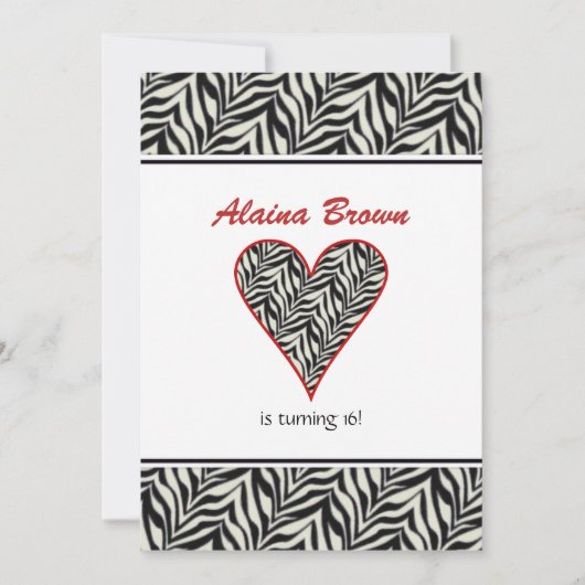 Uitnodigingen van de zebra Heart Party (Voorkant)