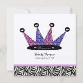 Uitnodigingen van de zebra Princess Crown Party (Voorkant)