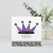 Uitnodigingen van de zebra Princess Crown Party (Staand voorkant)