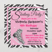 Uitnodigingen van de zebra-Skating Party (Voorkant / Achterkant)