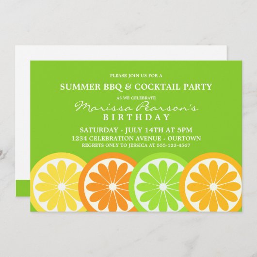 Uitnodigingen van de zomercitruspartij (Voorkant / Achterkant)