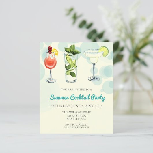 Uitnodigingen van de zomercocktail van de begrotin (Staand voorkant)