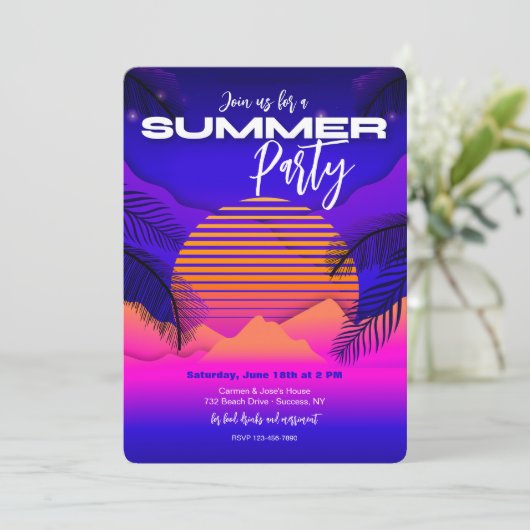 Uitnodigingen van de zomerpartij (Staand voorkant)