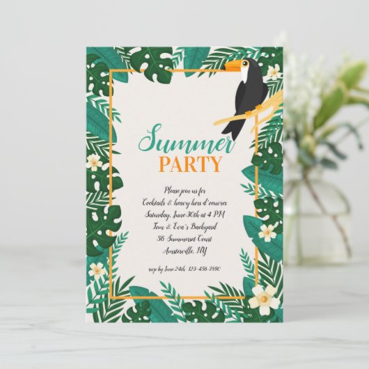Uitnodigingen van de zomerpartij (Staand voorkant)