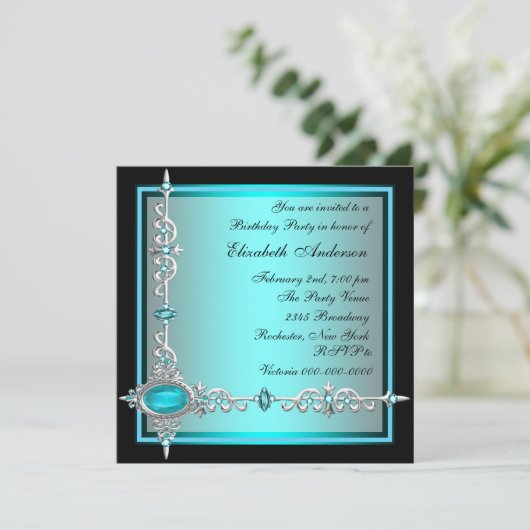 Uitnodigingen van de zwarte Blauwgroen Blauwe Part (Staand voorkant)