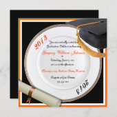 Uitnodigingen van de Zwarte en Oranje Graduation P (Voorkant / Achterkant)