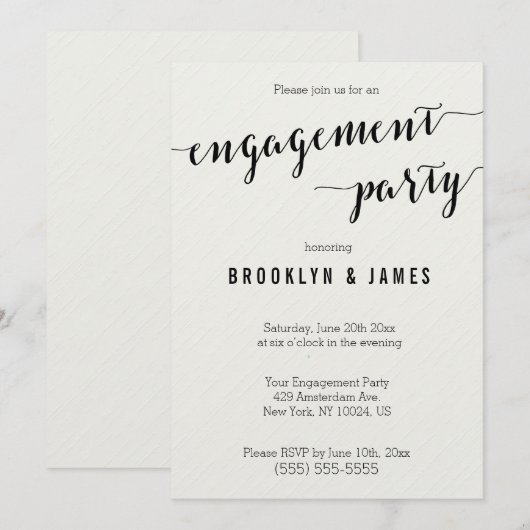 Uitnodigingen van de Zwarte en Witte Partij van de (Voorkant / Achterkant)