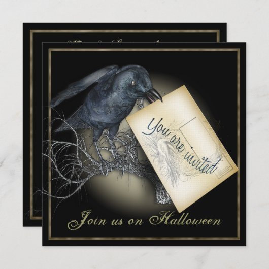 Uitnodigingen van de Zwarte Krow Gothic Party (Voorkant / Achterkant)