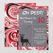 Uitnodigingen van Deer Red Camouflage Birthday Par (Voorkant / Achterkant)