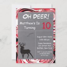 Uitnodigingen van Deer Red Camouflage Birthday Par
