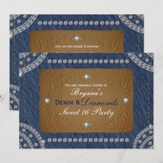 Uitnodigingen van Denim & Diamonds Jeans Label Par (Voorkant / Achterkant)