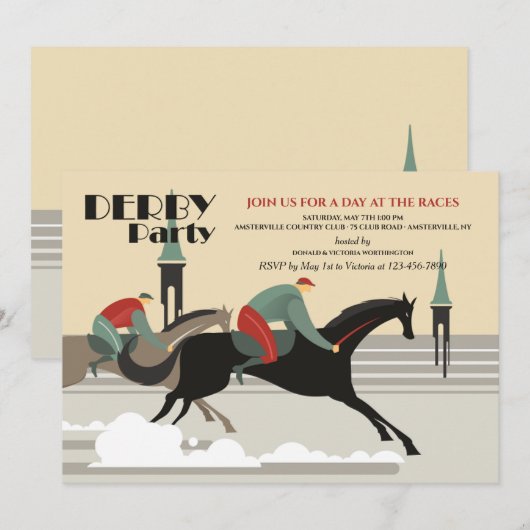 Uitnodigingen van Derby Party (Voorkant / Achterkant)