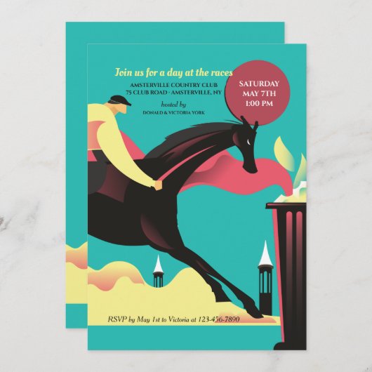 Uitnodigingen van Derby Race Party (Voorkant / Achterkant)