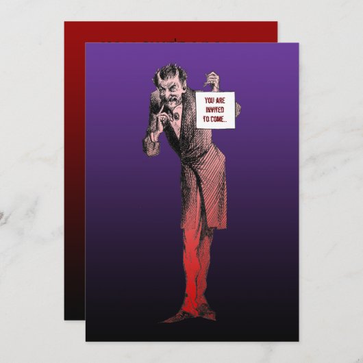 Uitnodigingen van Devil Halloween Party (Voorkant / Achterkant)