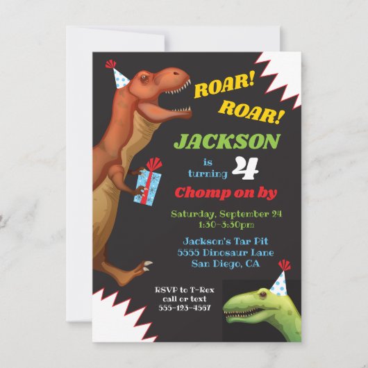 Uitnodigingen van Dinosaur Birthday (Voorkant)